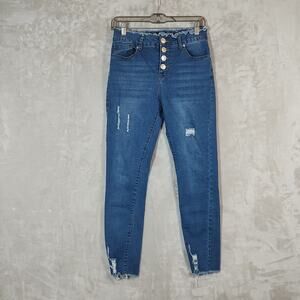 Pastel Jeans Women's Juniors Size 9 High Rise Distressed Skinny Jeans Button Fly